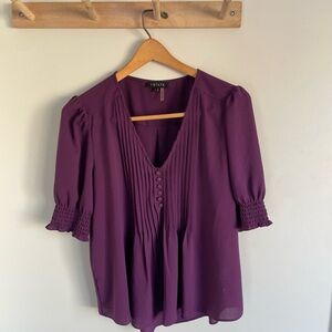 1. State Women's Purple Pleated Top
